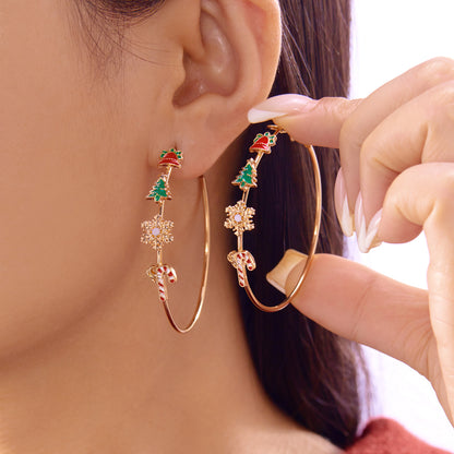 Christmas Earrings for Women Minimalist, Exquisite Rhinestone Snowman, Tree Bell Bow Earrings, New Year Friendship Jewel