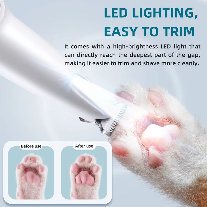 PawPrecise LED Waterproof Dog  Cat Paw Trimmer  Rechargeable Grooming Clipper 2