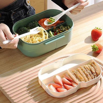 DualLayer UltraPortable Lunch Box With Fork  Spoon  Single Or Double Compartment Food Box 4