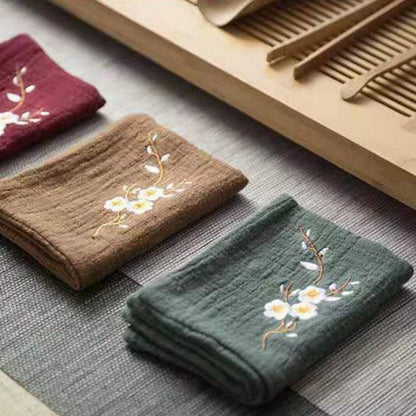 Embroidery Tea Towels, Durable Cotton and Linen, Lightweight Water Uptake, Easy to Clean Cleaning Rag