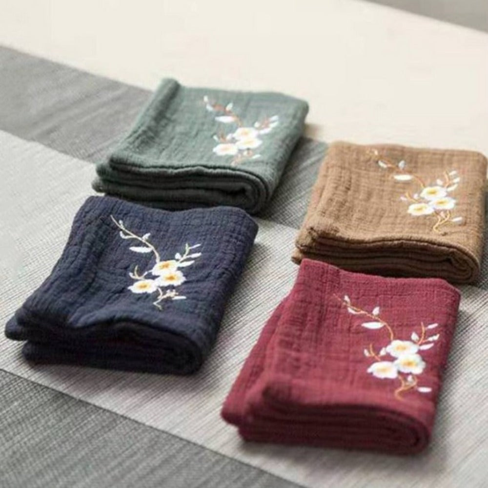 Embroidery Tea Towels Durable Cotton And Linen Lightweight Water Uptake Easy To Clean Cleaning Rag 3