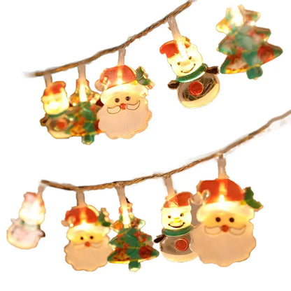 Santa Claus Snowman LED Christmas Lights String, Battery Operated Garland for Holiday Party and New Year Decoration