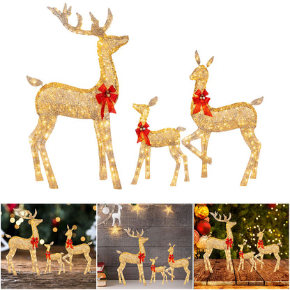 Cute Lighted Reindeer Xmas Decoration, Christmas Yard Light Up Display, Lawn Garden Patio Holiday Decor Set