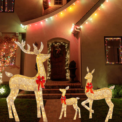 Cute Lighted Reindeer Xmas Decoration, Christmas Yard Light Up Display, Lawn Garden Patio Holiday Decor Set