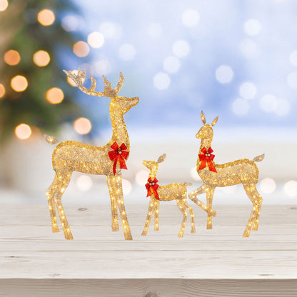 Cute Lighted Reindeer Xmas Decoration, Christmas Yard Light Up Display, Lawn Garden Patio Holiday Decor Set