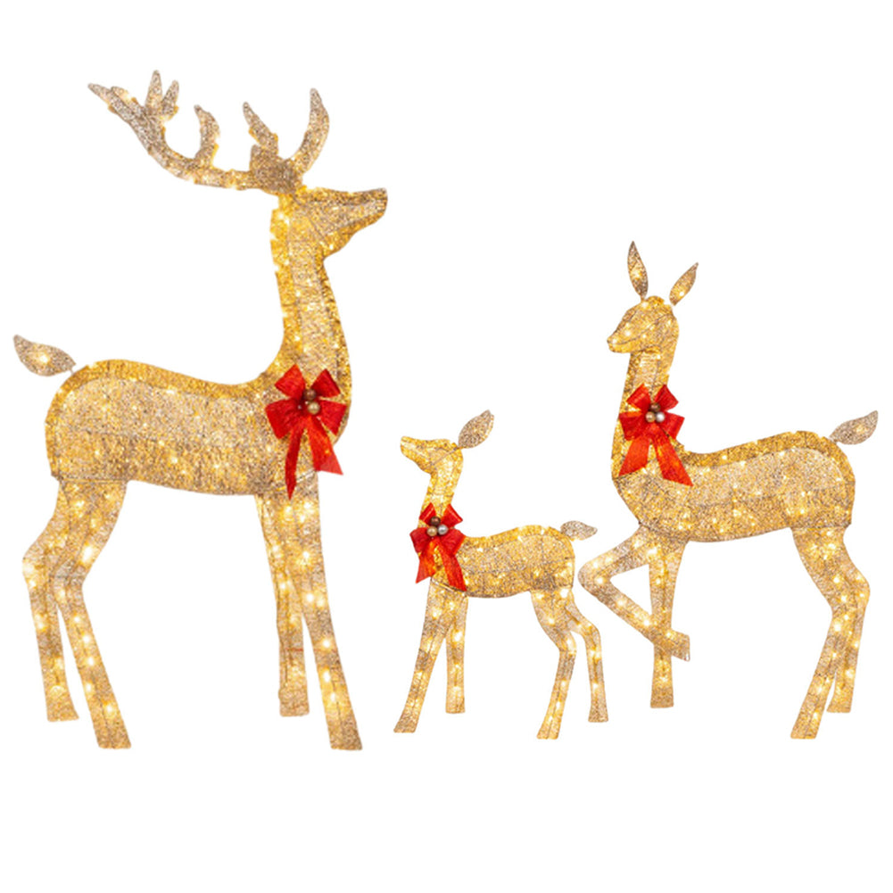 Cute Lighted Reindeer Xmas Decoration, Christmas Yard Light Up Display, Lawn Garden Patio Holiday Decor Set