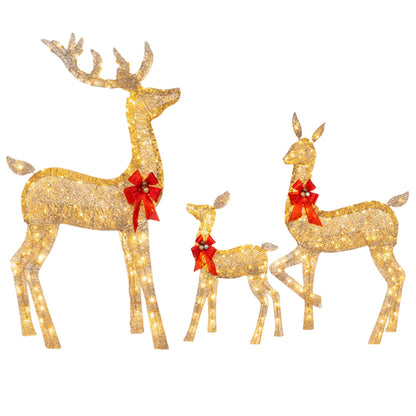 Cute Lighted Reindeer Xmas Decoration, Christmas Yard Light Up Display, Lawn Garden Patio Holiday Decor Set
