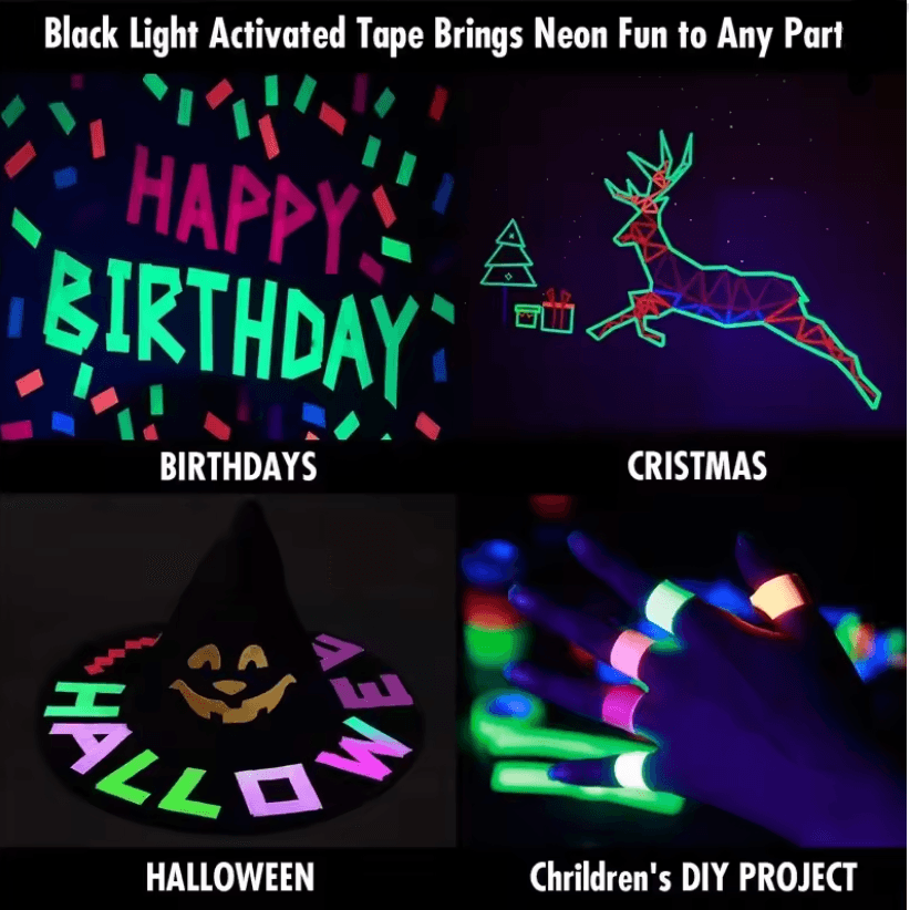 GlowTape Neon Fluorescent Gaffer Tape Set 4