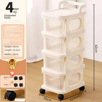 Acrylic MultiLayer Trolley Drawer Storage Rack  Transparent Snack And Kitchen Organizer On Wheels 9