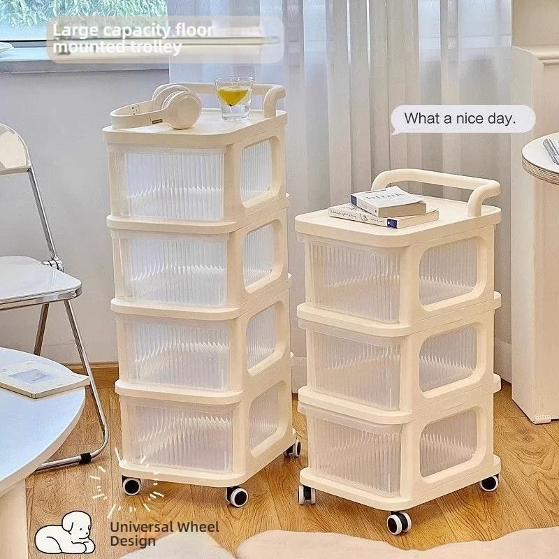 Acrylic MultiLayer Trolley Drawer Storage Rack  Transparent Snack And Kitchen Organizer On Wheels 1