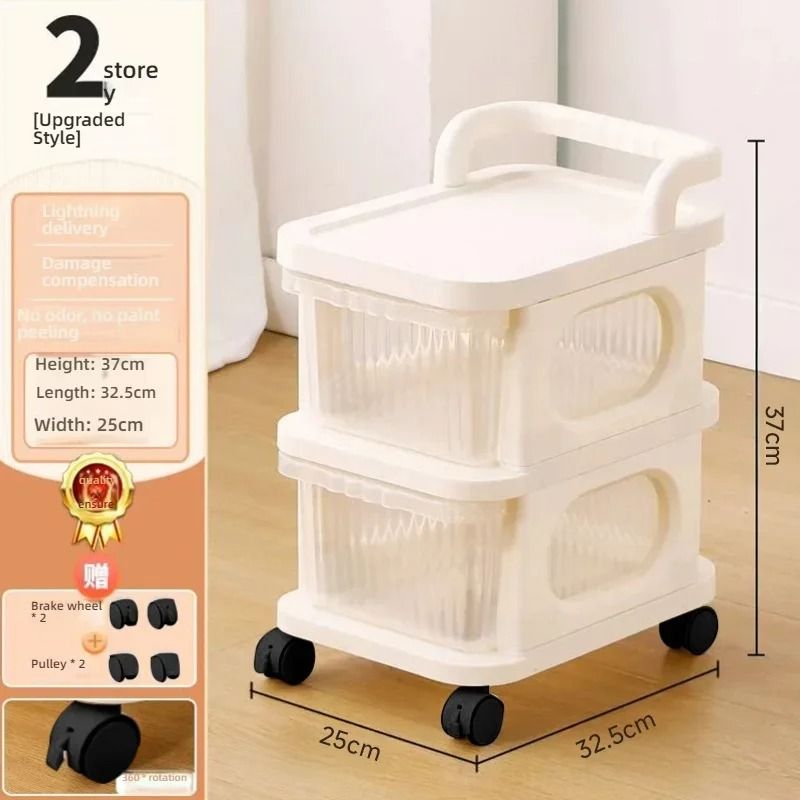 Acrylic MultiLayer Trolley Drawer Storage Rack  Transparent Snack And Kitchen Organizer On Wheels 8