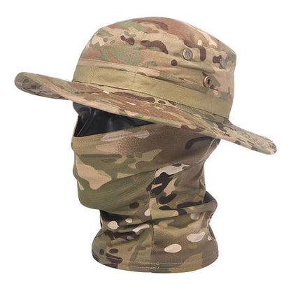 CamoShield Foldable Boonie Cap & Balaclava Hat Suit – Wide-Brim Outdoor Sun-Protection Cap