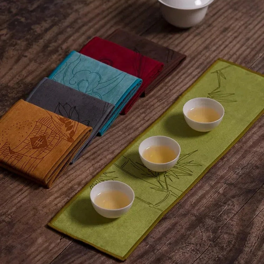 Absorbent Cotton Tea Towel, New Thickened Cleaning Cloth, Painted Tea Ceremony Napkin