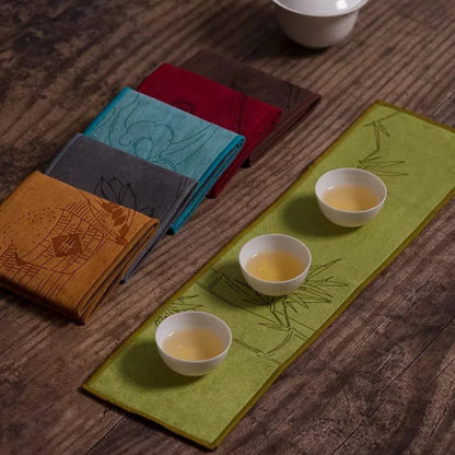 Absorbent Cotton Tea Towel, New Thickened Cleaning Cloth, Painted Tea Ceremony Napkin