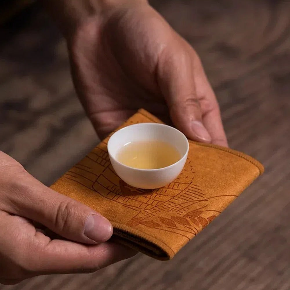 Absorbent Cotton Tea Towel, New Thickened Cleaning Cloth, Painted Tea Ceremony Napkin