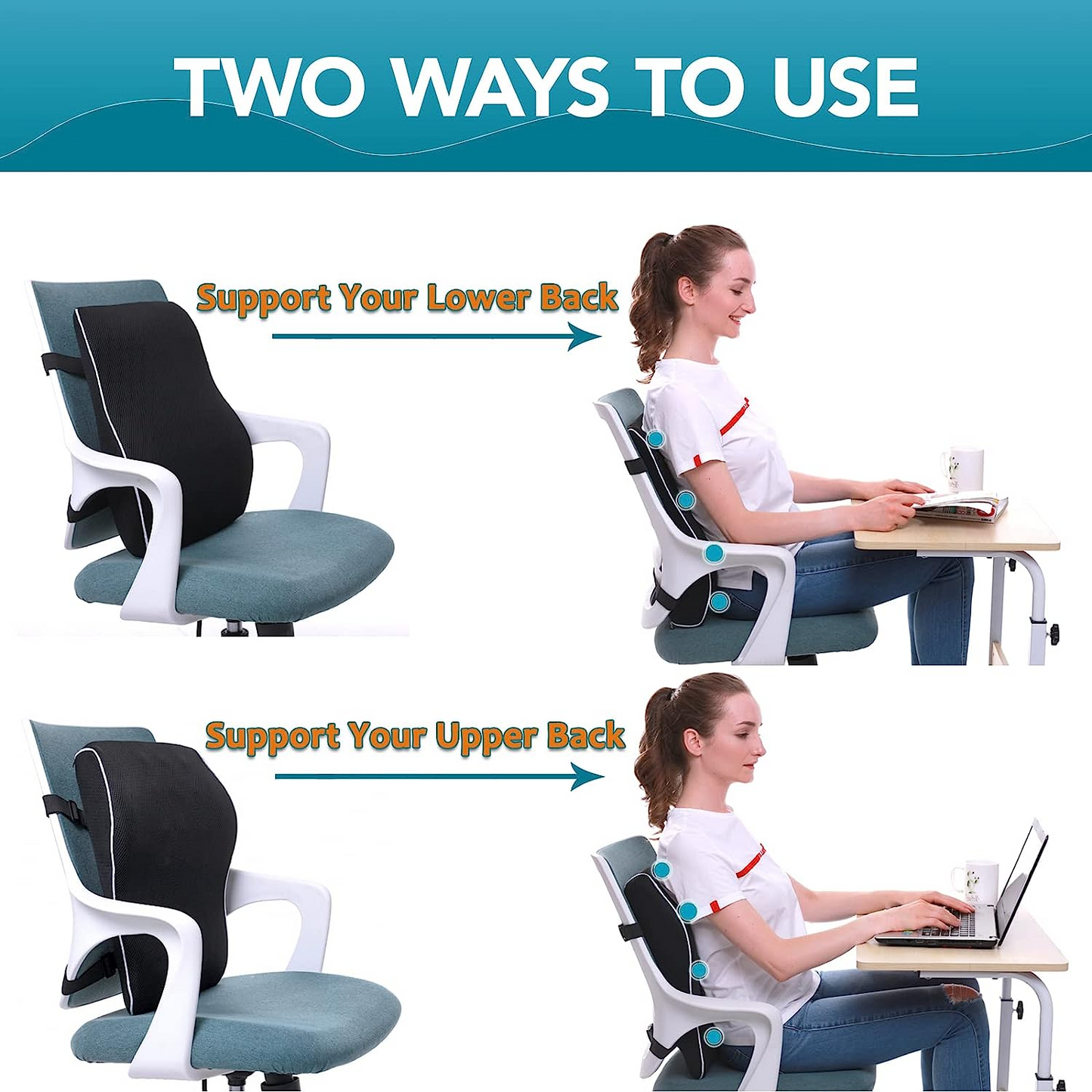 Memory Foam Back Lumbar Cushion Car Seat And Office Chair Waist Rest Supportive Cushion Pad For Car 2