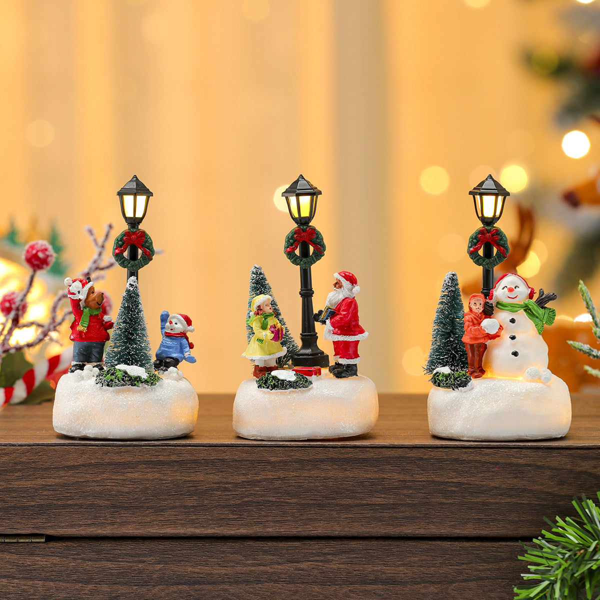 Christmas Country Scene Table Decoration Cute Christmas Statue With Led Lights Cute Interior Christ 4