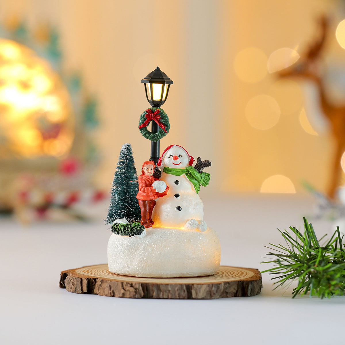 Christmas Country Scene Table Decoration Cute Christmas Statue With Led Lights Cute Interior Christ 6