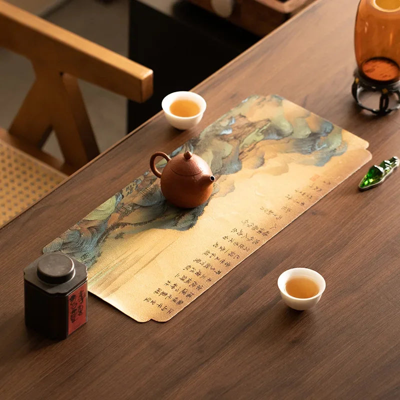 Fragrant Cloud Yarn Tea Mat Double Sided Heat Insulation Tablecloth Rectangular Dry Brew Cloth For  3