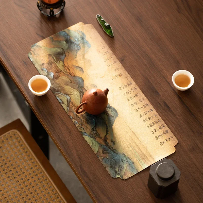 Fragrant Cloud Yarn Tea Mat Double Sided Heat Insulation Tablecloth Rectangular Dry Brew Cloth For  4