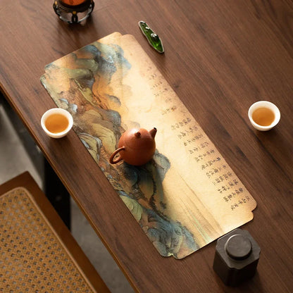 Fragrant Cloud Yarn Tea Mat Double Sided Heat Insulation Tablecloth Rectangular Dry Brew Cloth For  4