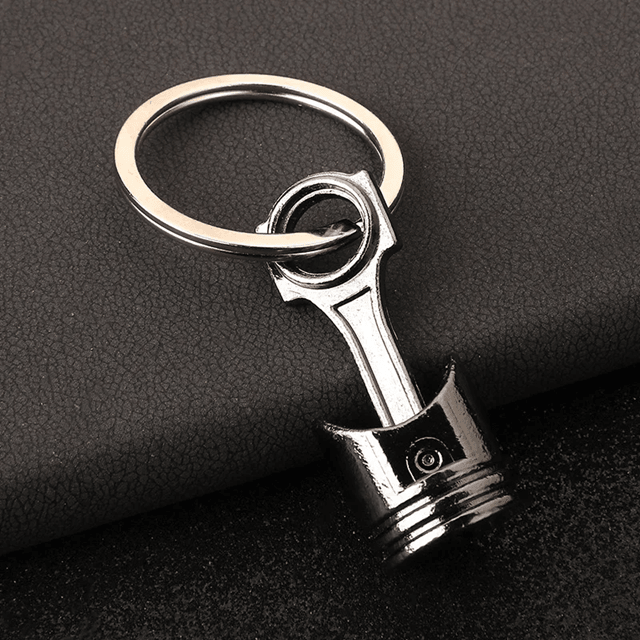 GearHead Engine Piston Metal Keychain  Car Enthusiast Keyring Accessory 1