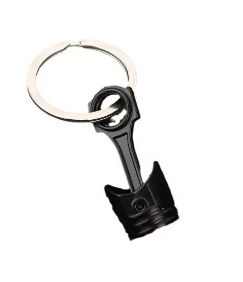 GearHead Engine Piston Metal Keychain – car enthusiast keyring accessory