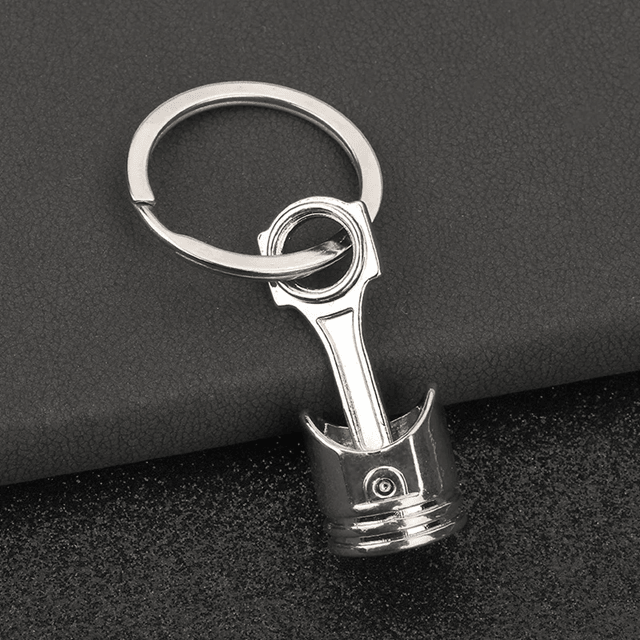 GearHead Engine Piston Metal Keychain  Car Enthusiast Keyring Accessory 4