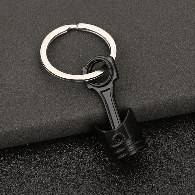 GearHead Engine Piston Metal Keychain  Car Enthusiast Keyring Accessory 3
