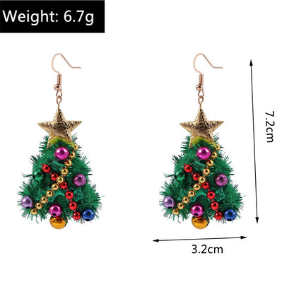 Newest Jewelry Accessories, Lucky Star Pine Tree Earrings, Fashion Christmas Tree Earrings, For Women and Girls