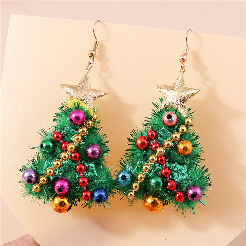 Newest Jewelry Accessories, Lucky Star Pine Tree Earrings, Fashion Christmas Tree Earrings, For Women and Girls