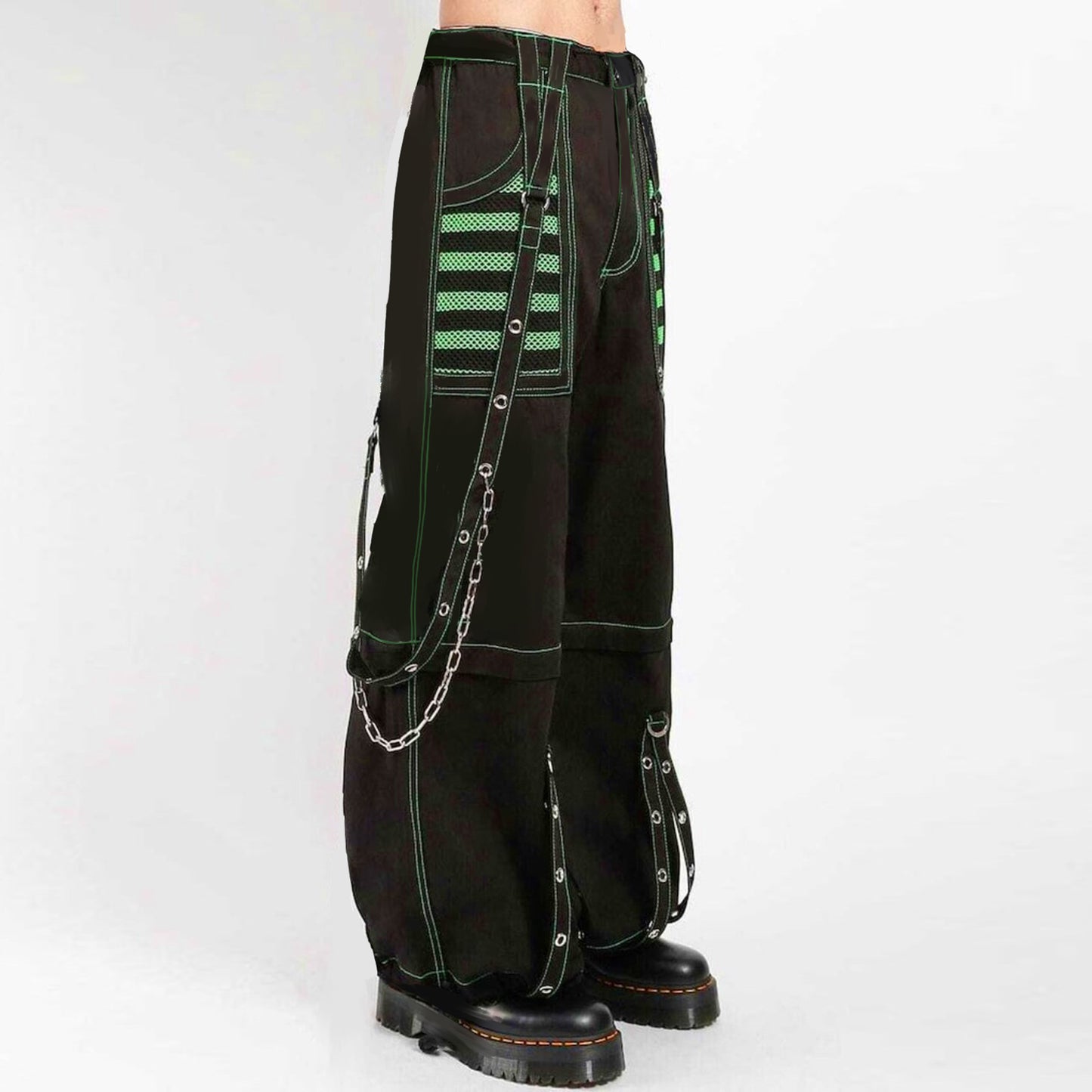 Women Fall Winter Cargo Jeans Striped Loose Casual Trousers Street Wear Pants With Pockets Zipper B 3