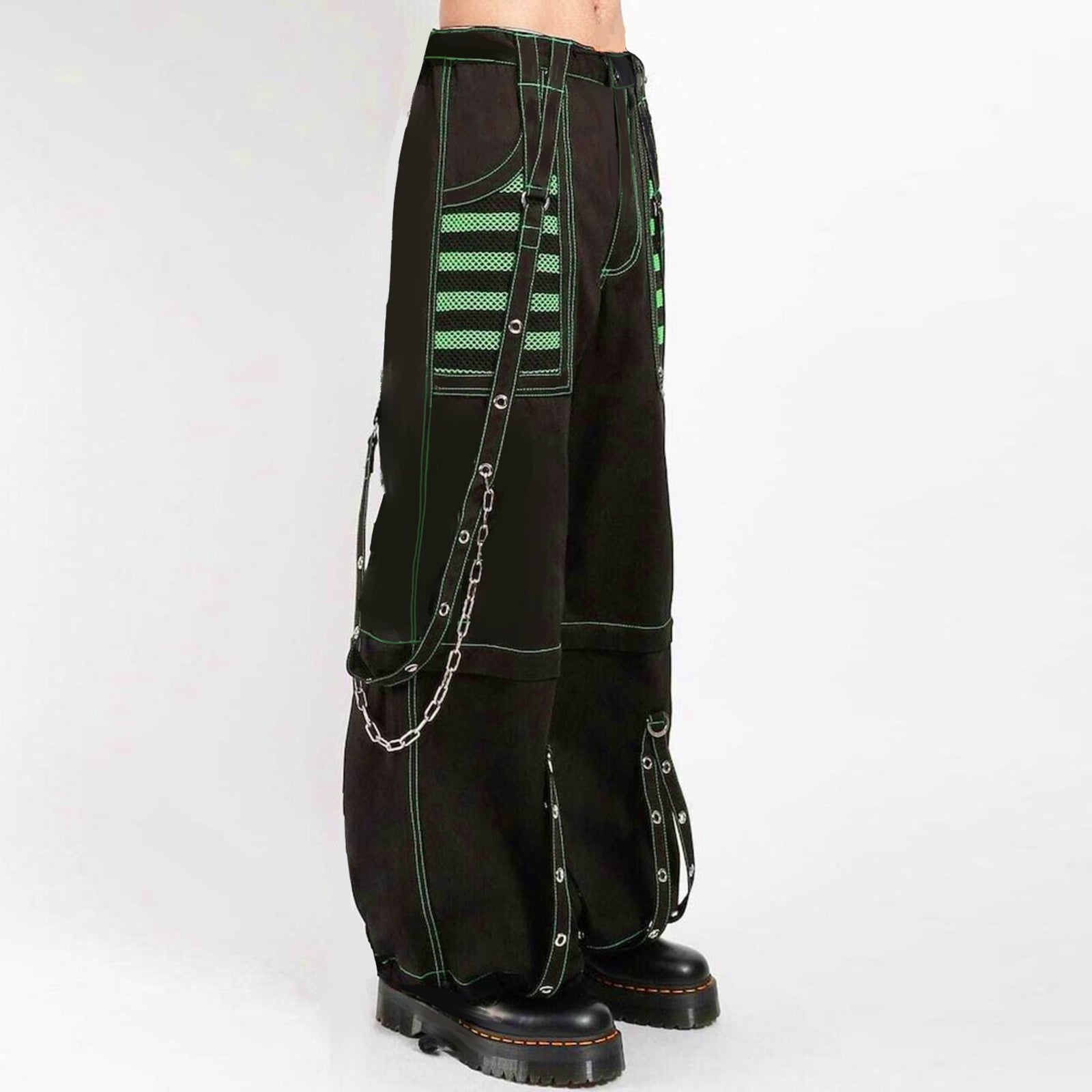 Women Fall Winter Cargo Jeans Striped Loose Casual Trousers Street Wear Pants With Pockets Zipper B 3