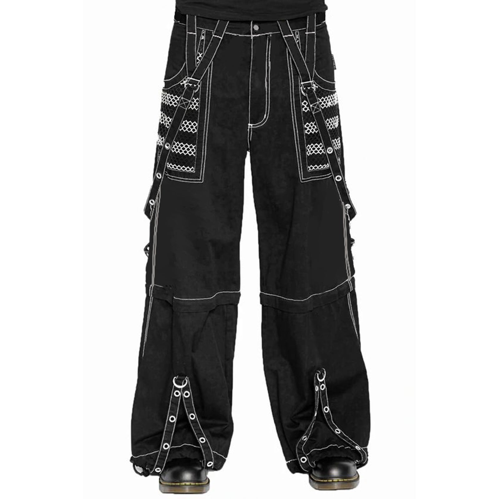 Women Fall Winter Cargo Jeans Striped Loose Casual Trousers Street Wear Pants With Pockets Zipper B 6