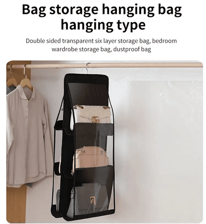 ClosetWise 6-Pocket Foldable Handbag Hanging Organizer – handbag storage solution for closet and bedroom