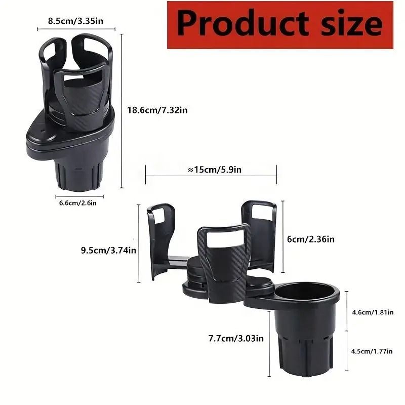 Car Cup Holder Expander Adjustable Dual Cup Holder With Phone Holder Organizer 1