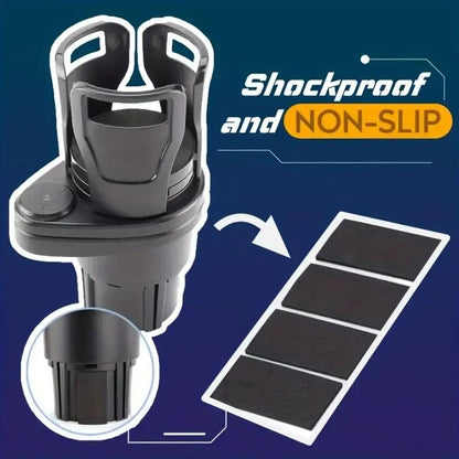Car Cup Holder Expander Adjustable Dual Cup Holder With Phone Holder Organizer 3