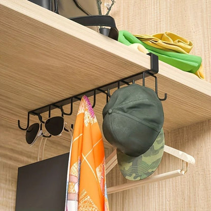 Home Simple Kitchen Double Row Hook Rack Hanging Traceless Iron Cup Hook Hanging Shelf For Kitchen  2