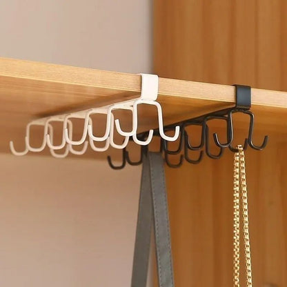 Home Simple Kitchen Double Row Hook Rack Hanging Traceless Iron Cup Hook Hanging Shelf For Kitchen  5