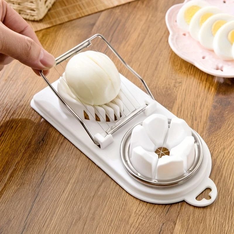 Multifunctional Egg Slicer Stainless Steel Two In One Egg Cutter Kitchen Gadget 3