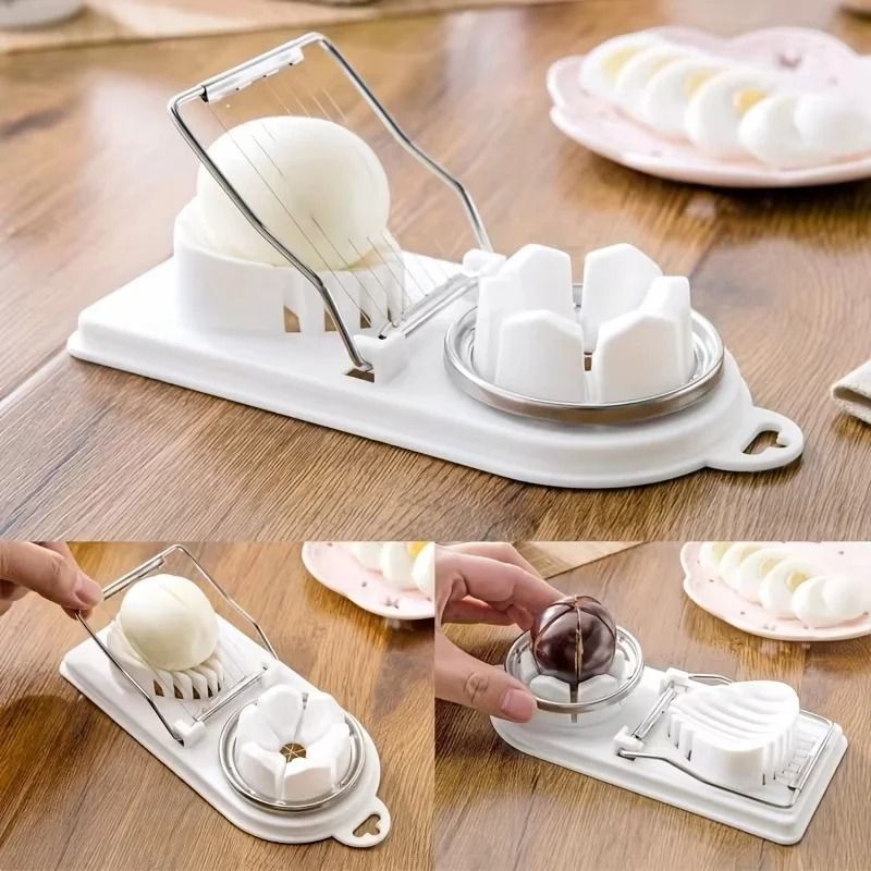 Multifunctional Egg Slicer Stainless Steel Two In One Egg Cutter Kitchen Gadget 6