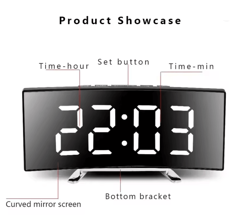 LumiCurve LED Mirror Alarm Clock 1