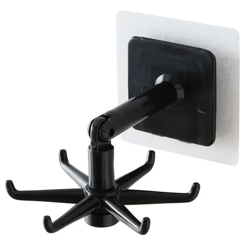 Kitchen Organizer Swivel Hooks Hole Free Multifunctional Rotatable Hooks 6