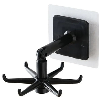 Kitchen Organizer Swivel Hooks Hole Free Multifunctional Rotatable Hooks 6