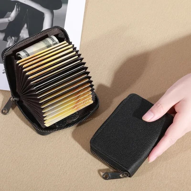 PU Leather Card Holder Wallet with 20 Slots and Coin Pouch