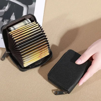 PU Leather Card Holder Wallet with 20 Slots and Coin Pouch