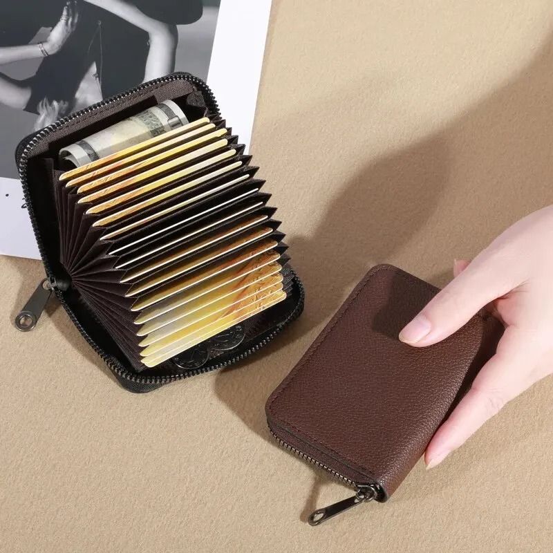 PU Leather Card Holder Wallet With 20 Slots And Coin Pouch 1