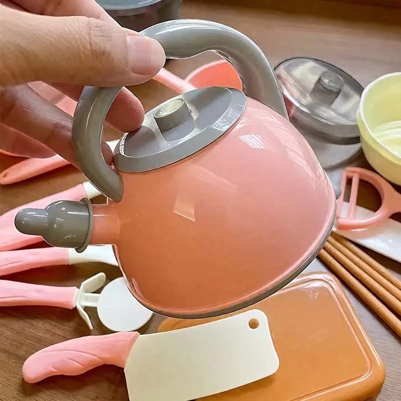 Kids Kitchen Toy Set 28 PCS Play Kitchen Accessories Cooking Pretend Food Hot Play Pots 1