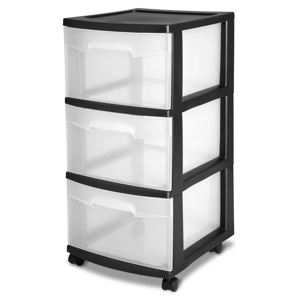 3 Drawer Plastic Rolling Storage Cart  Clear Drawer Organizer For Bedroom Kitchen Bathroom Or Craft 1