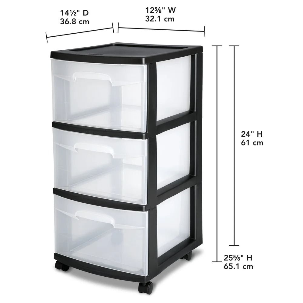 3 Drawer Plastic Rolling Storage Cart  Clear Drawer Organizer For Bedroom Kitchen Bathroom Or Craft 2